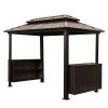 6x10FT Hardtop Grill Gazebo, Outdoor BBQ Gazebo with Double Galvanized Steel Roof, Patio Grill Canopy with 2 Cabinets and Ceiling Hooks for Backyard