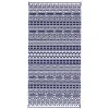 Reversible Outdoor Rug, Waterproof Plastic Straw with Carry Bag, 9' x 18', Blue & White Geometric Wall
