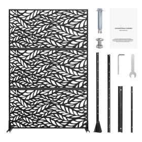 Metal Privacy Screen, 47" W x 72" H, Outdoor Privacy Screens & Panels, Freestanding Outdoor Divider with Stand