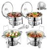 Chafing Dish Buffet Set, 5 Qt 4 Pack, Stainless Steel Chafer with 4 Full Size Pan