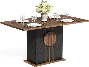 Rectangle Dining Table, Modern Kitchen Table Set for 6, Wooden Furniture with Heavy Duty Base