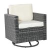 Outdoor Swivel Rocker, PE Wicker Dining Chair, 360 Degree Swivel Patio Glider with Cushions for Backyard, Lawn, Garden, Deck, Porch, Steel Frame