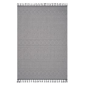 NAAR Guros Collection 4X6 White /Geometric Indoor/Outdoor Area Rug