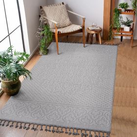LOOM & LUXE Collection 8X10 White/Ivory /Medallion Indoor/Outdoor Area Rug