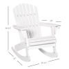 Snowy White Adirondack Rocking Chair for Outdoor Spaces, Slatted Back Design|