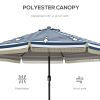 Garden Umbrella: 9ft, Blue Stripe with Tilt Crank and Ruffled Design for Deck and Pool Shade|