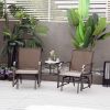 2-Seat Outdoor Glider Swing, Double Independent Rocker Chair, with Center Coffee Table, Breathable Sling Fabric, Coffee Brown