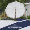 Patio Shade: 7x7 ft, Stylish Blue Umbrella with Tilt and Vent, Fringed Ruffles for Enhanced Outdoor Decor|