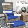 Wicker Adirondack Chair with Ottoman: Comfortable Outdoor Seating with Removable Cushions, Blue