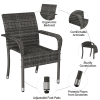 Outdoor PE Rattan Chair with Armrests and Adjustable Footpads, Set of 2, Gray