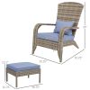 Resin Adirondack Lounger with Ottoman: Comfort Design, Detachable Cushions, & Broad Armrests for Outdoor Relaxation|