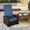 Outdoor Wicker Swivel Recliner Chair, Lifting Footrest, 360Â° Rotating Basic, Water-resistant Cushions, Dark Blue