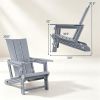 Gray Weatherproof HDPE Outdoor Adirondack Chair, 330LBS Capacity Ergonomic Patio Lounge Chair with Built-in Cup Holder