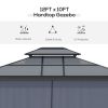 10' x 12' Hardtop Gazebo Canopy with Polycarbonate Roof, Aluminum Frame, Permanent Pavilion Outdoor Gazebo with Netting, for Patio, Garden, Backyard