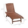 Chaise Lounge Chair Outdoor Wooden Pool Lounge Chair with 3-level Adjustable Backrest, Built-In Table and Rolling Wheels
