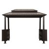 6x10FT Hardtop Grill Gazebo, Outdoor BBQ Gazebo with Double Galvanized Steel Roof, Patio Grill Canopy with 2 Cabinets and Ceiling Hooks for Backyard