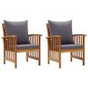 Garden Chair Set of 2 Dark grey, Natural wood Solid acacia wood