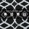 Outdoor Rug 9'x18' Reversible, RV Camping, Black & White Clover, Portable Design