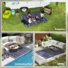 Reversible Outdoor Rug, Waterproof Plastic Straw with Carry Bag, 8' x 10', Blue & White Geometric