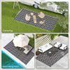 Outdoor Rug 9'x18' Reversible, RV Camping, Black & White Clover, Portable Design