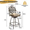 Outdoor Swivel Bar Stools Set of 2, Cast Aluminum Patio Bar Height Chairs