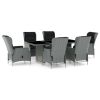 Outdoor Dining Set Light Grey, Black