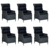 Outdoor Dining Set Dark grey Round PE rattan Large