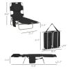 Folding Outdoor Chaise Lounge Sun Tanning Chair with Face Cavity, Pillow, 5-level Adjustable for Beach, Pool, Black