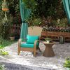 Patio Adirondack Chair with Rattan Wicker, Soft Cushions, Tall Curved Backrest for Deck or Garden, Sky Blue