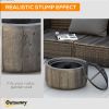 Outdoor Fire Pit with Stump Effect, 18-inch Wood-burning Brazier Fireplace with Spark Screen & Poker for Backyard Camping Bonfire, Dark Brown