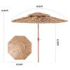Tiki Umbrella, 9 ft Thatched Patio Umbrella with Tilt, 2-Tier Hawaiian Style Beach Parasol with PP Thatch and 8 Metal Ribs, Grass Pool Umbrellas for B