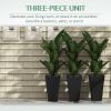 Set of 3 Tall Planters with Drainage Hole, 24" Outdoor Flower Plant Pots, Indoor Planters for Porch, Front Door, Entryway, Patio and Deck, Black