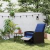 Outdoor Wicker Swivel Recliner Chair, Reclining Backrest, Lifting Footrest, 360Ã‚Â° Rotating Basic, Water Resistant Cushions for Patio, Dark Blue