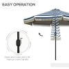 Garden Umbrella: 9ft, Blue Stripe with Tilt Crank and Ruffled Design for Deck and Pool Shade|