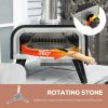 Pellet Wood Fired Pizza Oven, Outdoor Pizza Maker with 12" Rotating Stone, Peel and Waterproof Cover, Black