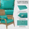 Patio Adirondack Chair with Rattan Wicker, Soft Cushions, Tall Curved Backrest for Deck or Garden, Sky Blue