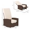 Outdoor Wicker Swivel Recliner Chair, Lifting Footrest, 360Â° Rotating Basic, Water-resistant Cushions, Cream White