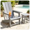 Gray Weatherproof HDPE Outdoor Adirondack Chair, 330LBS Capacity Ergonomic Patio Lounge Chair with Built-in Cup Holder