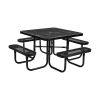 Picnic Table, Outdoor Weather Resistant Patio Dining Furniture Set, Heavy Duty Coated Steel Tables with Umbrella Hole