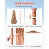 Tiki Umbrella, 9 ft Thatched Patio Umbrella with Tilt, 2-Tier Hawaiian Style Beach Parasol with PP Thatch and 8 Metal Ribs, Grass Pool Umbrellas for B
