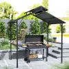 8 x 5ft Hardtop Grill Gazebo with Double Metal Roof, 2 Side Shelves and 10 Hooks for Patio Backyard Lawn Deck