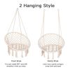 Hammock Chair Macrame Swing Chair Handmade Knitted Hanging Cotton Rope Chair for Indoor/Outdoor Home Patio Deck Yard Garden Reading Leisure Beige