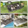 Reversible Outdoor Rug, Waterproof Plastic Straw with Carry Bag, 9' x 12', Black & Beige Rhombus
