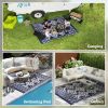 Reversible Outdoor Rug, Waterproof Plastic Straw with Carry Bag, 8' x 10', Blue & White Rhombus Border