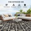 Reversible Outdoor Rug, Waterproof Plastic Straw with Carry Bag, 9' x 12', Black & Beige Rhombus