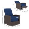 Outdoor Wicker Swivel Recliner Chair, Reclining Backrest, Lifting Footrest, 360Ã‚Â° Rotating Basic, Water Resistant Cushions for Patio, Dark Blue