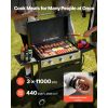 Gas Griddle, 3-Burner Flat Top Grill, Propane Griddle with Wheels, Lid, 3 x 11000 BTU Outdoor Flat Top Grills for Pan-Frying, Grilling, Stir-Frying, &