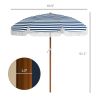 Patio Shade: 7x7 ft, Stylish Blue Umbrella with Tilt and Vent, Fringed Ruffles for Enhanced Outdoor Decor|