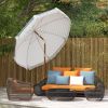 Patio Shade: 7x7 ft, Stylish Blue Umbrella with Tilt and Vent, Fringed Ruffles for Enhanced Outdoor Decor|