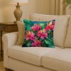 West Virginia Rhododendrons in Watercolor Throw Pillow Machine Washable, Indoor Outdoor Decorative Pillow for Couch, Bed or Patio, 14Hx14W